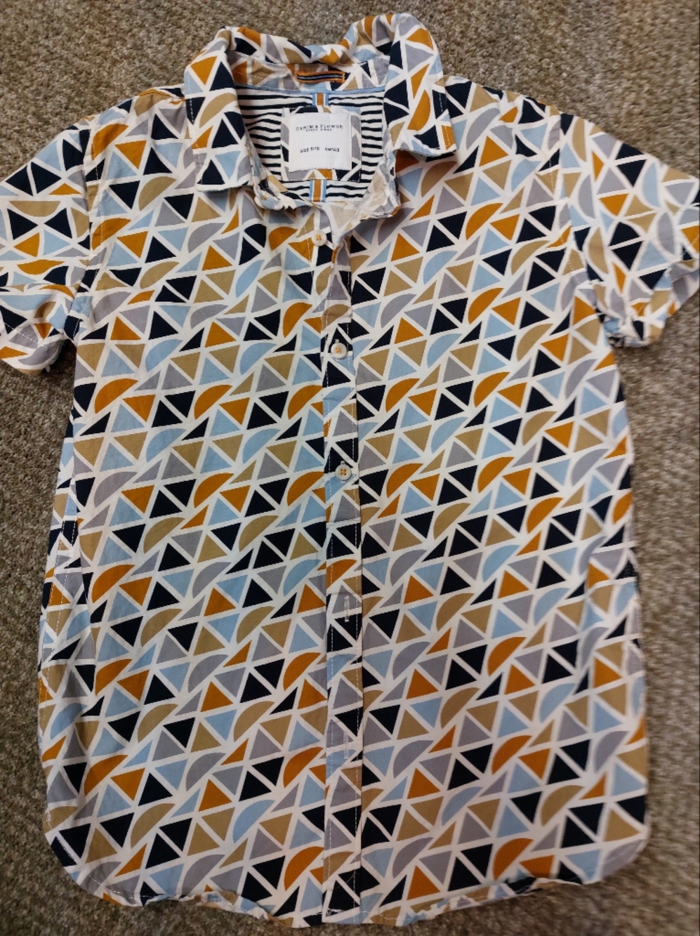 Boys Denim & Flower Brand Print Shirt
